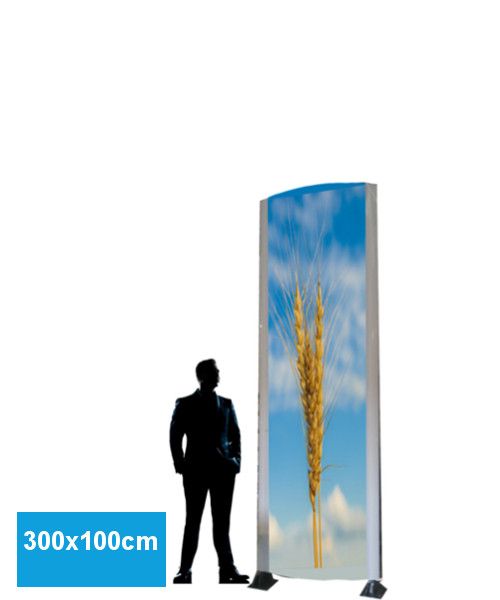 Totem Signaletique publicitaire extérieure Galbé Lumineux avec visuel imprimé double face - Pour zone commerciale - Hauteur 3 mètres - Production et Vente